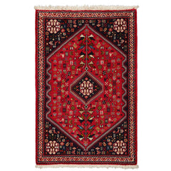 2x4 Red, Navy, Ivory Color Hand Knotted Abadeh Wool Traditional Oriental Rug