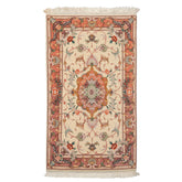 2x4 Ivory, Peach, Gold Color Hand Knotted Tabriz Wool & Silk Traditional Oriental Rug