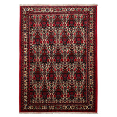 Ivory 3'7''x5' Abadeh Traditional Hand Knotted Wool Oriental Area Rug