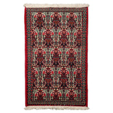 2x3 Ivory, Red, Black Color Hand Knotted Abadeh Wool Traditional Oriental Rug
