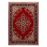 3x5 Red, Navy, Ivory Color Hand Knotted Tabriz Wool Traditional Oriental Rug