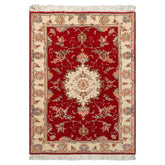2x3 Red, Ivory, Aqua Color Hand Knotted Tabriz Wool & Silk Traditional Oriental Rug