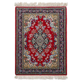 2x3 Red, Blue, Pistacchio Color Hand Knotted Isfahan Wool & Silk Traditional Oriental Rug