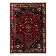 3x5 Red, Ivory, Navy Color Hand Knotted Abadeh Wool Traditional Oriental Rug