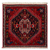 Square Navy, Red, Blue Color Hand Knotted Chagaei Wool Traditional Oriental Rug