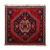 Square Navy, Red, Blue Color Hand Knotted Chagaei Wool Traditional Oriental Rug