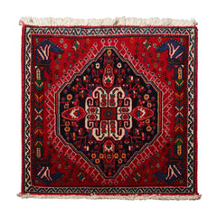 Square Navy, Red, Blue Color Hand Knotted Chagaei Wool Traditional Oriental Rug
