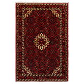 3x5 Red, Ivory, Blue Color Hand Knotted Abadeh Wool Traditional Oriental Rug