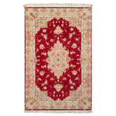 2x4 Fuschia, Rose, Ivory Color Hand Knotted Tabriz Wool & Silk Traditional Oriental Rug