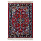 2x3 Red, Navy, Green Color Hand Knotted Isfahan Wool & Silk Traditional Oriental Rug