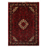 3x5 Rust, Ivory, Red Color Hand Knotted Abadeh Wool Traditional Oriental Rug