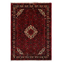 3x5 Rust, Ivory, Red Color Hand Knotted Abadeh Wool Traditional Oriental Rug