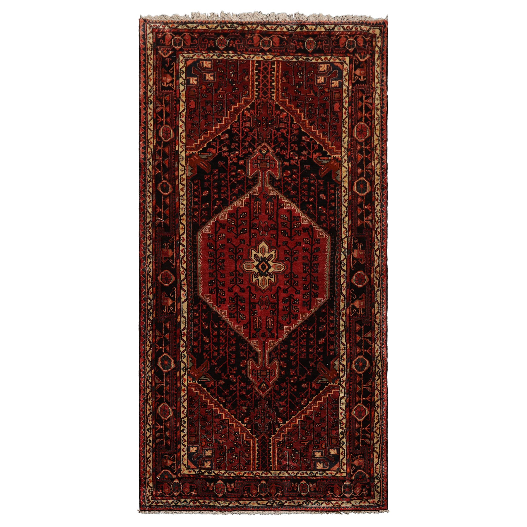 5x10 Rust, Ivory, Charcoal Color Hand Knotted Malayer Wool Traditional Oriental Rug