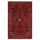 7x11 Red, Navy, Ivory Color Hand Knotted Hamedan Wool Traditional Oriental Rug