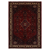 6x9 Red, Navy, Ivory Color Hand Knotted Joshican Abaden Wool Traditional Oriental Rug
