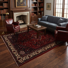 Red 6'9''x9'1'' Joshican Abaden Traditional Hand Knotted Wool Oriental Area Rug