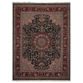 9x12 Emerald, Burgundy, Aqua Color Hand Knotted Sino Persian Wool & Silk Traditional Oriental Rug