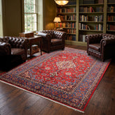 Red 7'2''x10'4'' Isfahan Traditional Hand Knotted Wool Oriental Area Rug