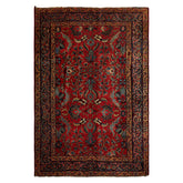 6x9 Red, navy, Beige Color Hand Knotted Tabriz Old Wool Traditional Oriental Rug