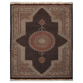 8x11 Midnight Blue, Ivory, Rose Color Hand Knotted Tabriz Wool Traditional Oriental Rug