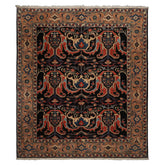 8x9 Charcoal, Coral, Peach Color Hand Knotted Heriz Wool Traditional Oriental Rug