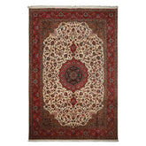 8x12 Ivory, Rose, Tan Color Hand Knotted Tabriz Wool Traditional Oriental Rug