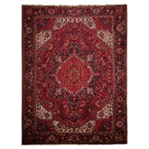 Red 10'2''x13'6'' Heriz Traditional Plush Pile Hand Knotted Wool Oriental Area Rug