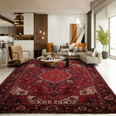Red 10'2''x13'6'' Heriz Traditional Plush Pile Hand Knotted Wool Oriental Area Rug