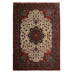 8x12 Ivory, Charcoal, Aqua Color Hand Knotted Bidjar Wool Traditional Oriental Rug