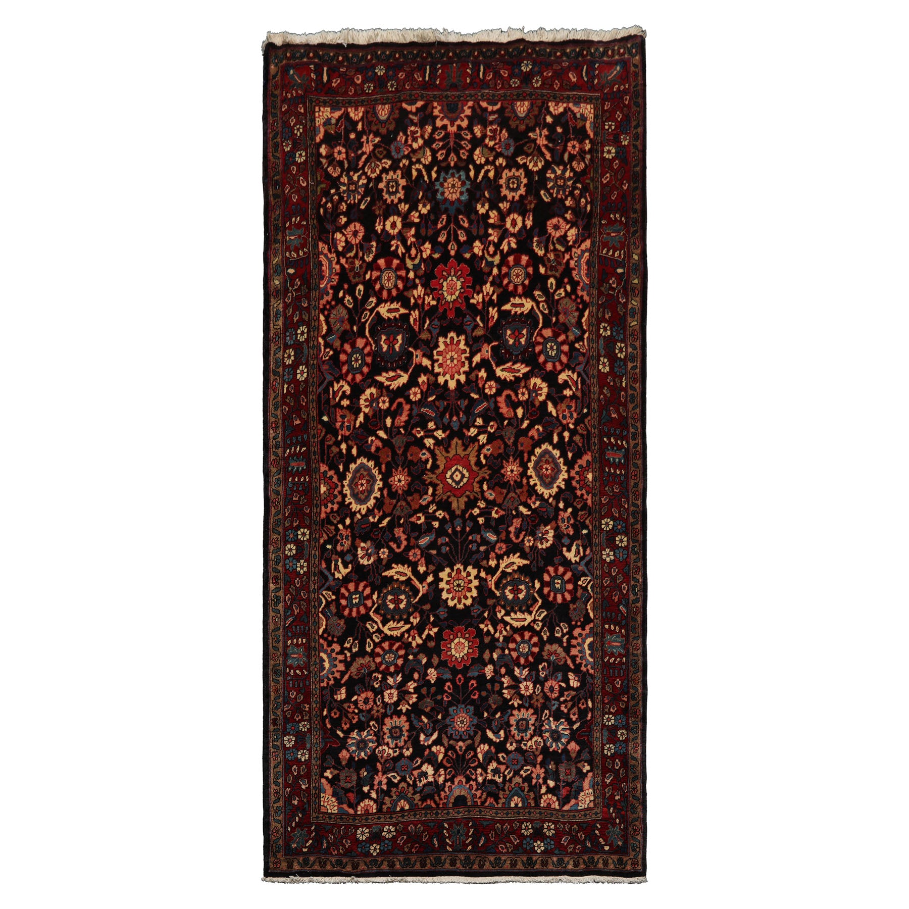 5x11 Midnight Blue, Rust, Ivory Color Hand Knotted Malayer Wool Traditional Oriental Rug