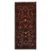 5x11 Midnight Blue, Rust, Ivory Color Hand Knotted Malayer Wool Traditional Oriental Rug