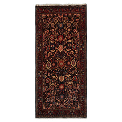 5x11 Midnight Blue, Rust, Ivory Color Hand Knotted Malayer Wool Traditional Oriental Rug