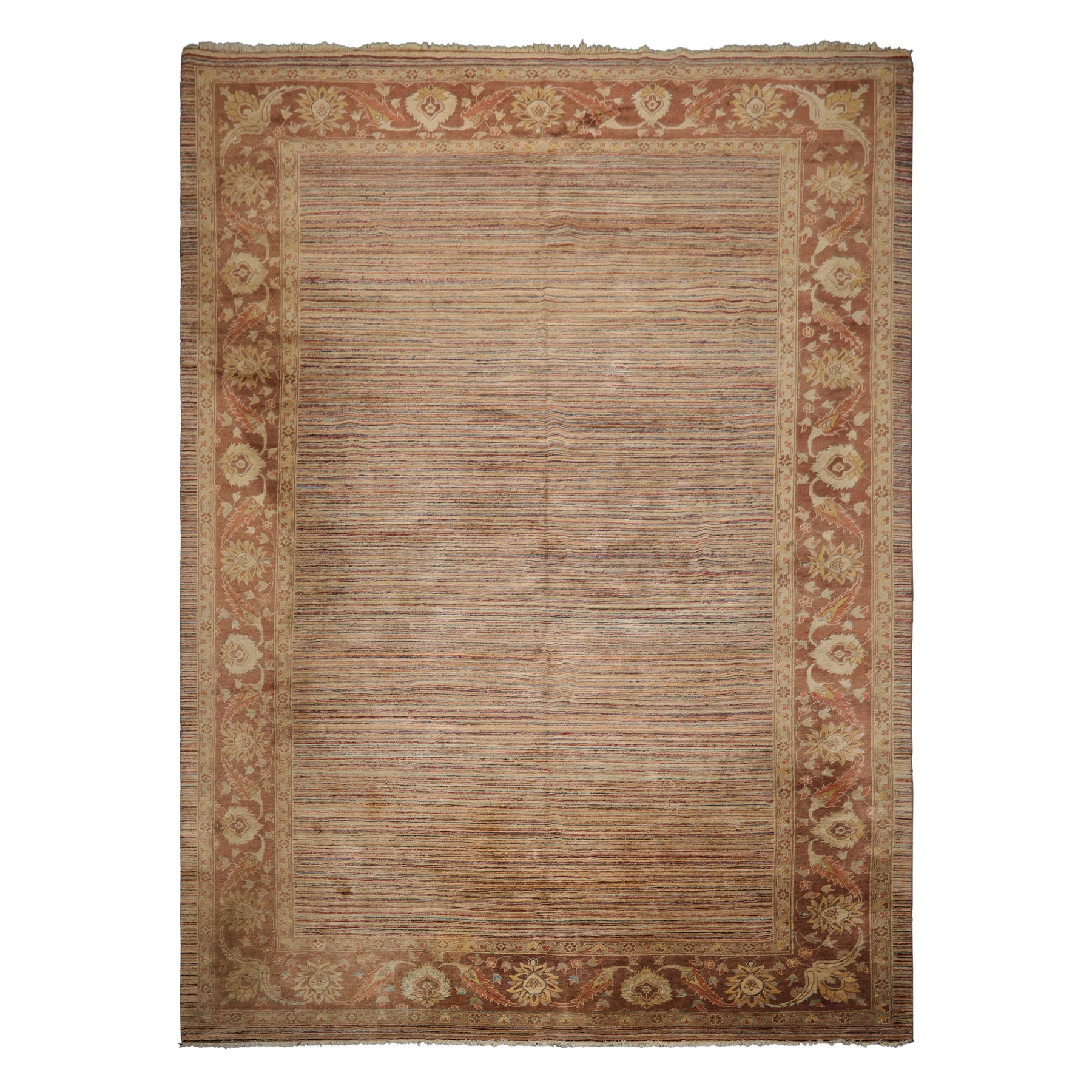 10x13 Beige, Tan, Brown Color Hand Knotted Peshawar Wool Transitional Oriental Rug