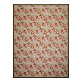 9x12 Ivory, Green, Rose Color Hand Woven French Aubusson Needlepoint Wool Modern Oriental Rug