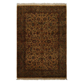 6x9 Gold, Burnt Orange, Sage Color Hand Knotted Agra Wool Botanical Oriental Rug