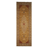 6x17 Gold, Beige, Burnt Orange Color Hand Knotted Peshawar Wool Traditional Oriental Rug
