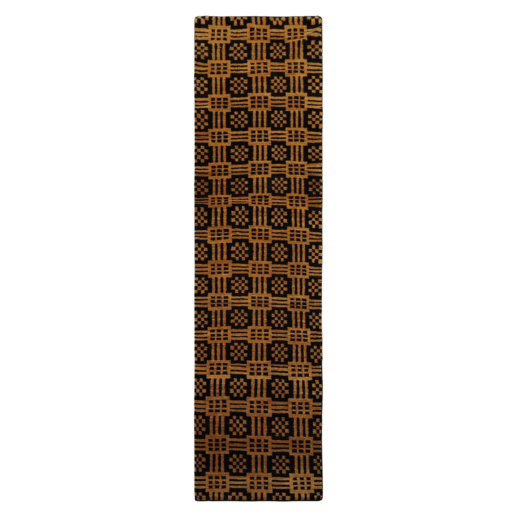 3x5 Black, Gold, Color Hand Knotted Tibetan Wool Art Deco Oriental Rug
