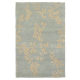 4x6 Aqua, Ivory, Color Hand Knotted Tibetan Wool Transitional Oriental Rug