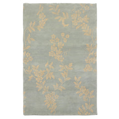 4x6 Aqua, Ivory, Color Hand Knotted Tibetan Wool Transitional Oriental Rug