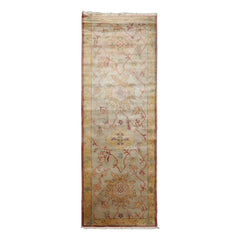 3x8 Beige, Gray, Gold Color Hand Knotted Antique Oushak Wool Traditional Oriental Rug