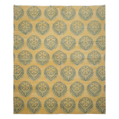 8x9 Light Gold, Mint, Blue Color Hand Knotted Tibetan Wool Transitional Oriental Rug