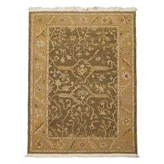 4x6 Olive, Green, Tan Color Hand Woven Wool Traditional Oriental Rug