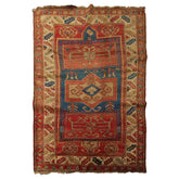 4x6 Rose, Turquoise, Ivory Color Hand Knotted Antique Kazak Wool Traditional Oriental Rug