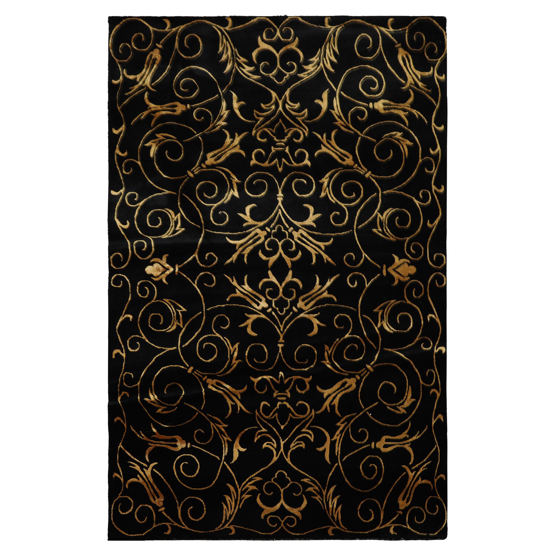 4x6 Black, Gold, Color Hand Knotted Tibetan Wool & Silk Transitional Oriental Rug