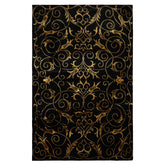 4x6 Black, Gold, Color Hand Knotted Tibetan Wool & Silk Transitional Oriental Rug