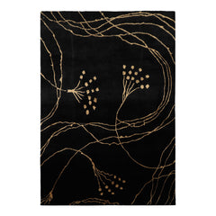 4x6 Black, Gold, Color Hand Knotted Tibetan Wool & Silk Contemporary Oriental Rug