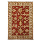 6x9 Burnt Orange, Ivory, Light Gold Color Hand Knotted Agra New Zealand Wool Traditional Oriental Rug