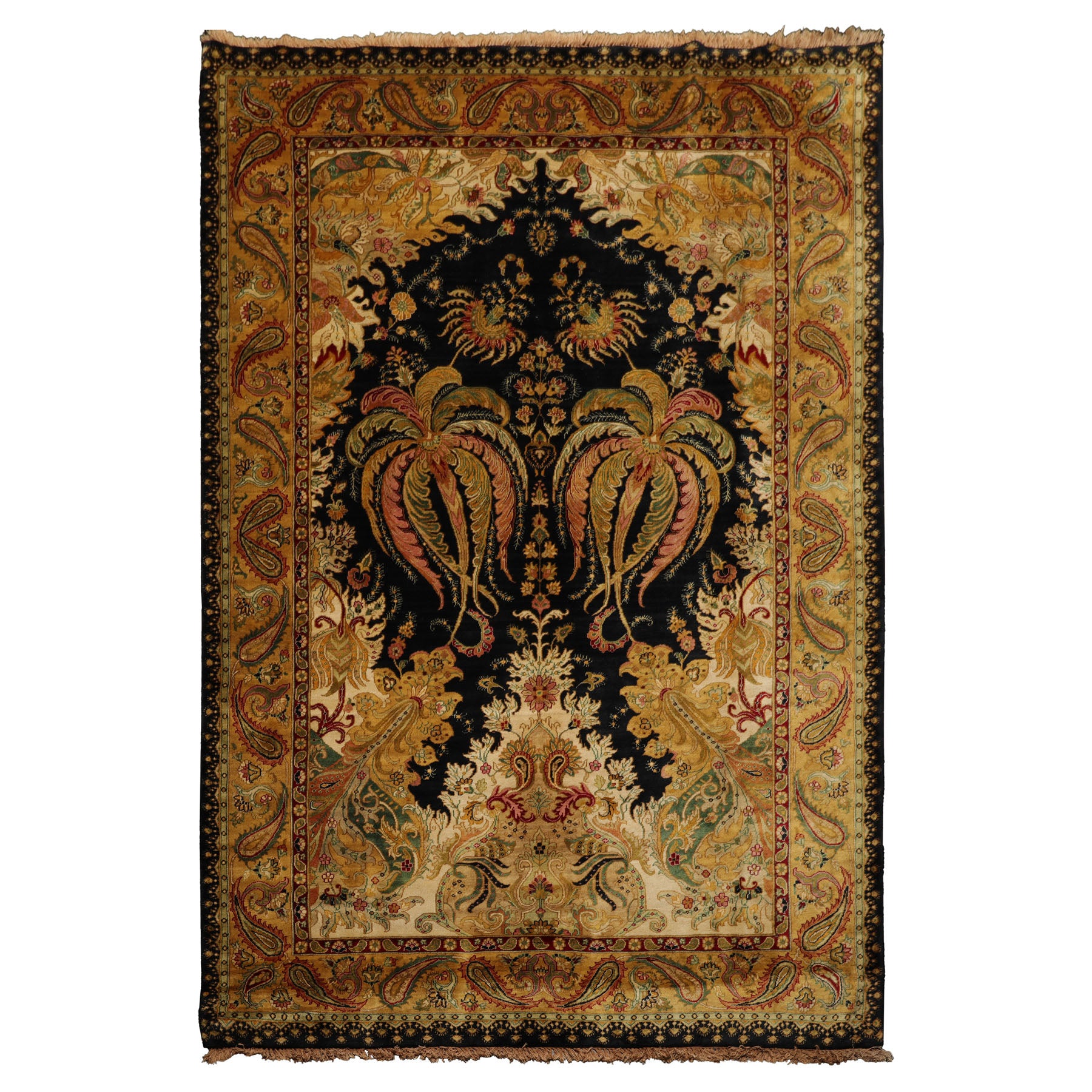 6x 9 Green, Rose, Red Color Hand Knotted Agra New Zealand Wool Traditional Oriental Rug