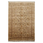 5x8 Ivory, Beige, Taupe Color Hand Knotted Tibetan New Zealand Wool Transitional Oriental Rug