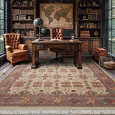 8x10 Ivory, Rose, Taupe Color Hand Knotted Jahan Wool Traditional Oriental Rug